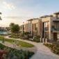Modern minimalist family townhouses and park in The Valley Phase 2 by Emaar Dubai.