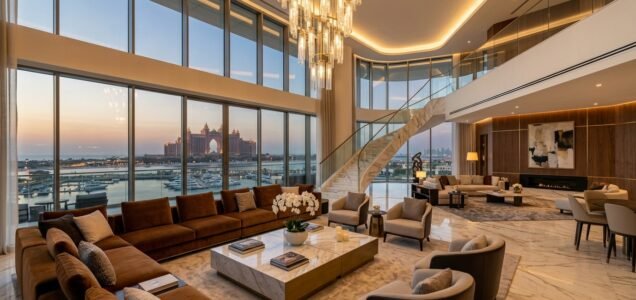 Luxury penthouse interior overlooking Palm Jumeirah qualifying for UAE Golden Visa